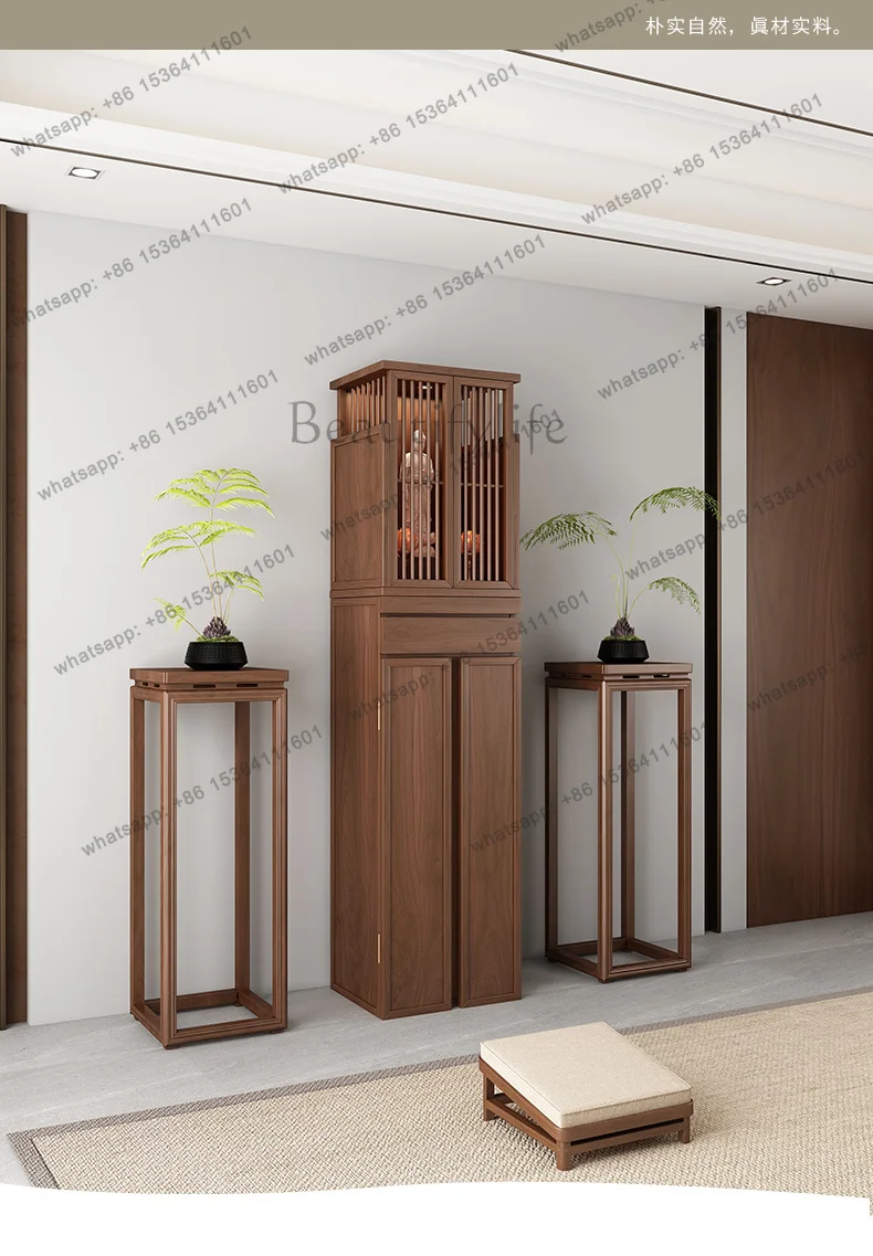 

Buddhist shrine Standing cabinet Hidden door Shrine Solid wood God of Wealth Buddhist cabinet Shrine