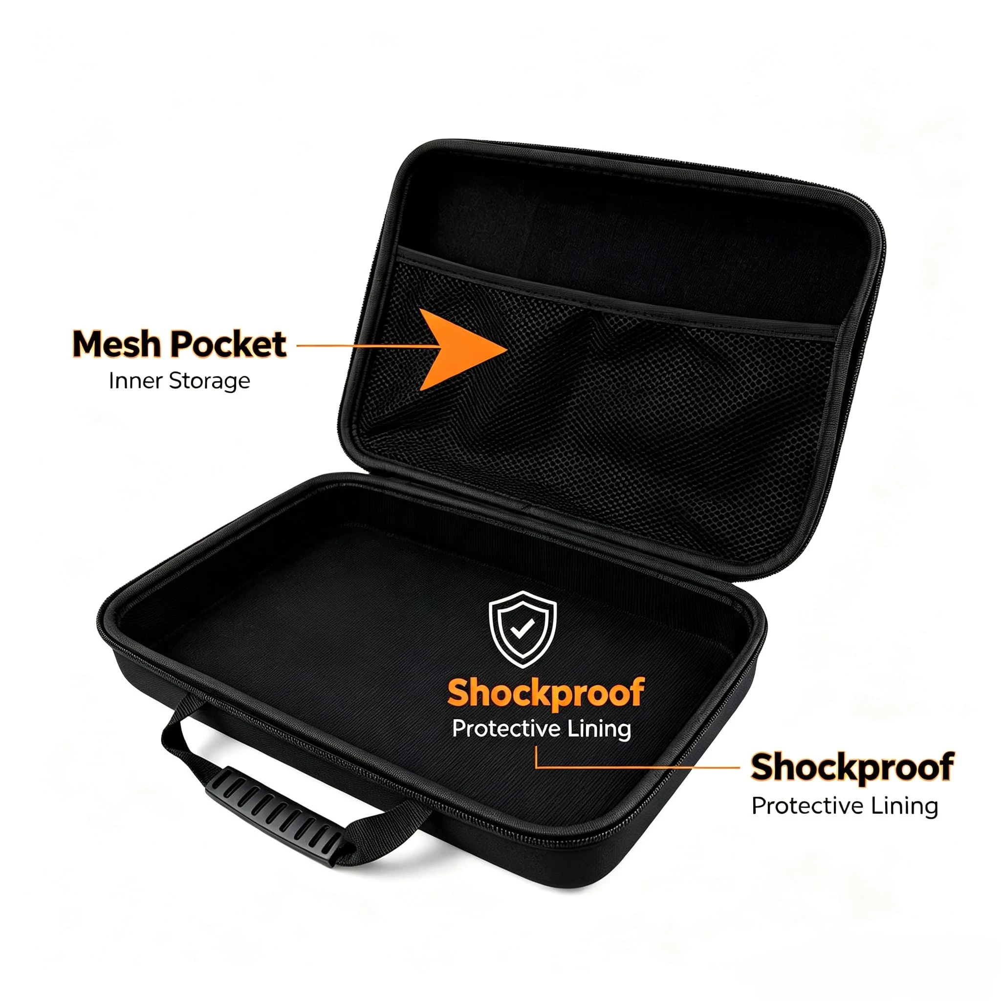 Hard Shell EVA Tool Carrying Case, Shockproof Protective Storage Bag with Mesh Pocket & Handheld Handle, Portable Travel Storage