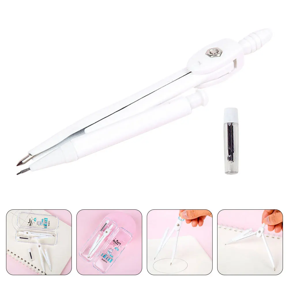 

1Set Compass Pen Core Set Heavy Duty Metal Compasses for Math Geometry Drawing Tools Kids Stationery Drafting Compass Kit
