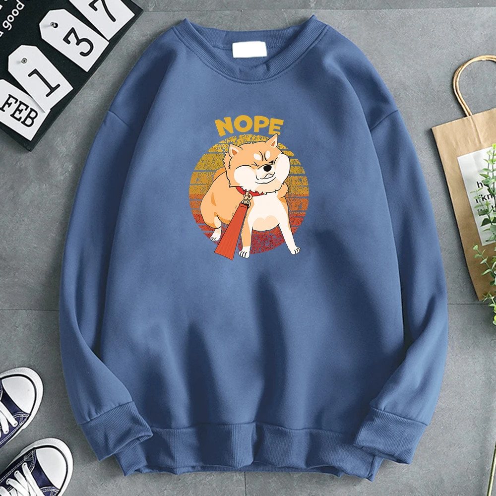 

Толстовки Kawaii Shiba Inu Nope с принтом милой собаки Мужская толстовка теплая брендовая мужская Толстовка Удобная Повседневная Толстовка свободная уличная одежда