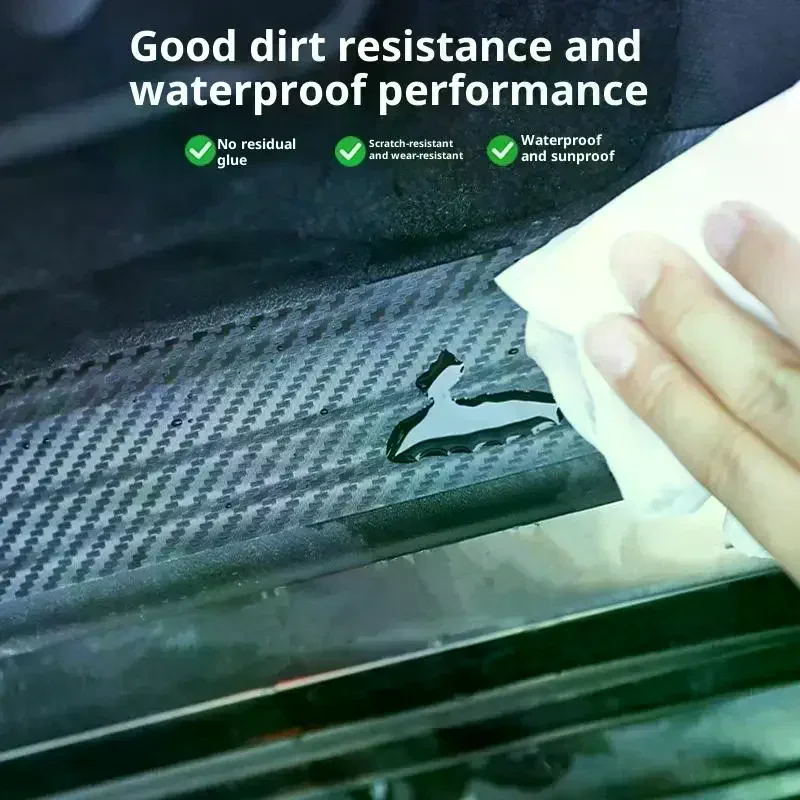 1 Roll 3D Transparent Carbon Fiber Car Door Protector Stickers Anti Scratch Tape Auto Trunk Sill Scuff Protector Film