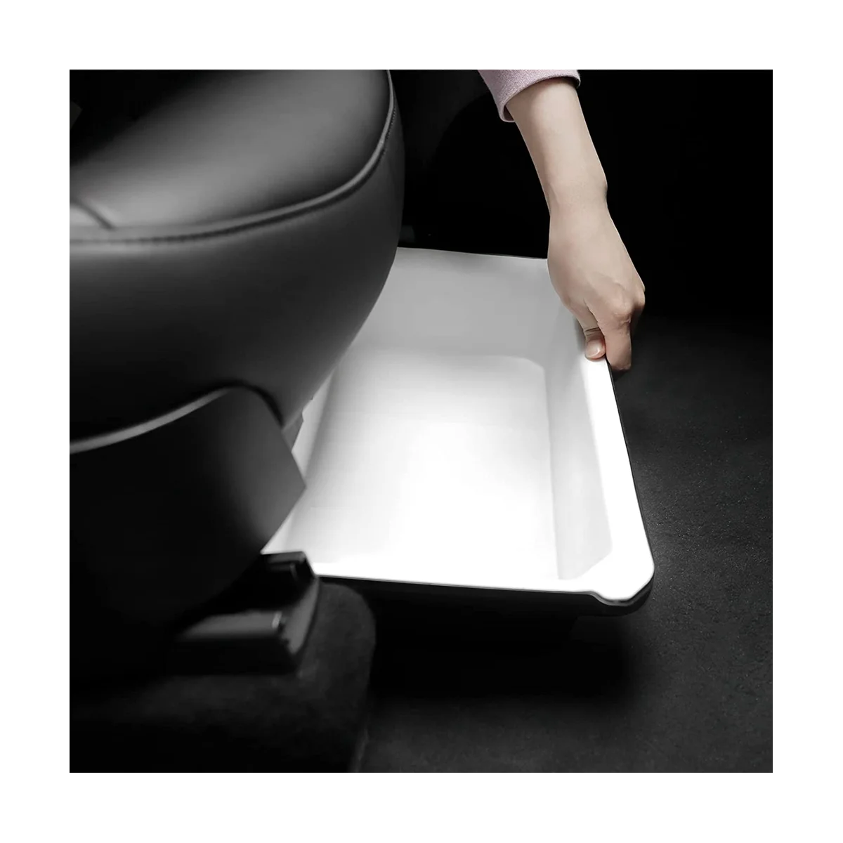 For Tesla Model Y 2021 2022 2023 Accessories Under Seat Storage Box Organizer Hidden Tray Underseat Bins Storage image 4