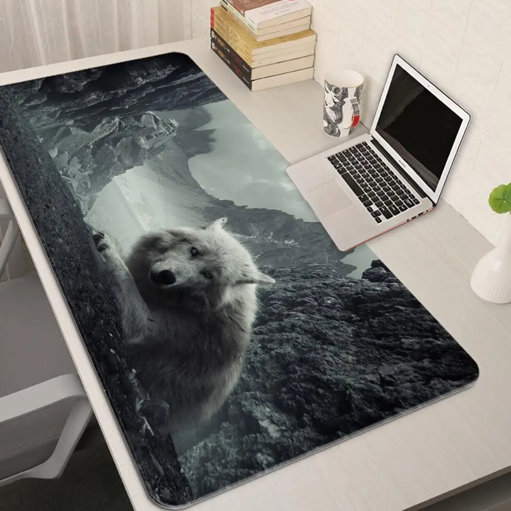 

Art Fantasy Wolf Customized HD Printing Gaming Mousepad Computer Lock Edge Natural Rubber E-sports Desk Pad Large Mouse Pad