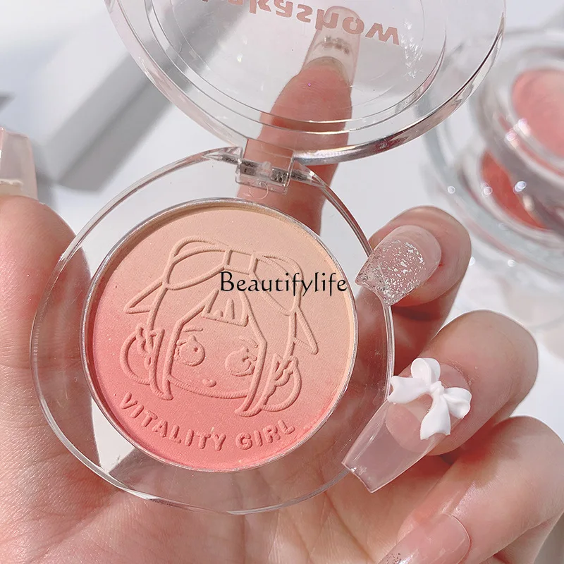 Vitality girl gradual change blush matte fine flash white peach milk tea color rouge