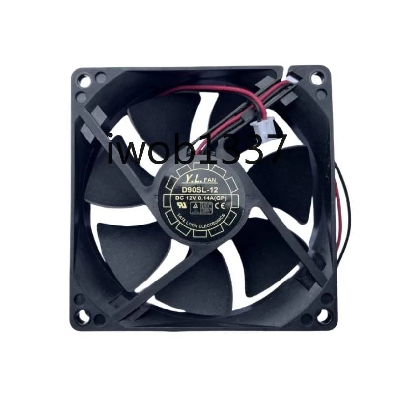 For Y.L FAN D90SL-12 DC 12V 0.14A 92*92*25mm 2-wire Server Square Fan