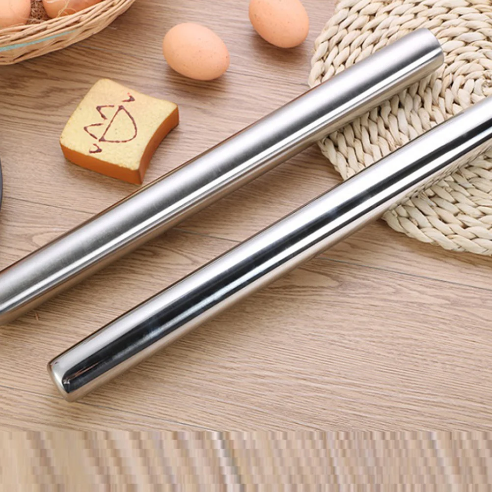 

1pc Stainless Steel Rolling Pin Non Stick Dough Roller For Baking Pastries Pasta Cookies Kitchen Tool Gift Silver L