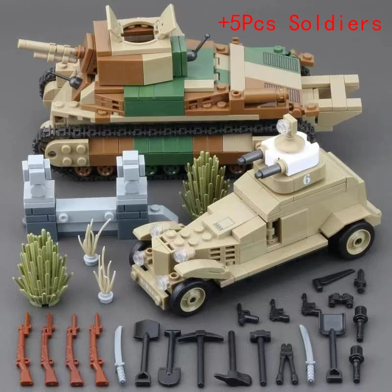 Military Weapon WW2 Heavy Armored Vehicle Type 89 92 Track Battle Tank Japanese Army Building Blocks Bricks Classic Model Toys