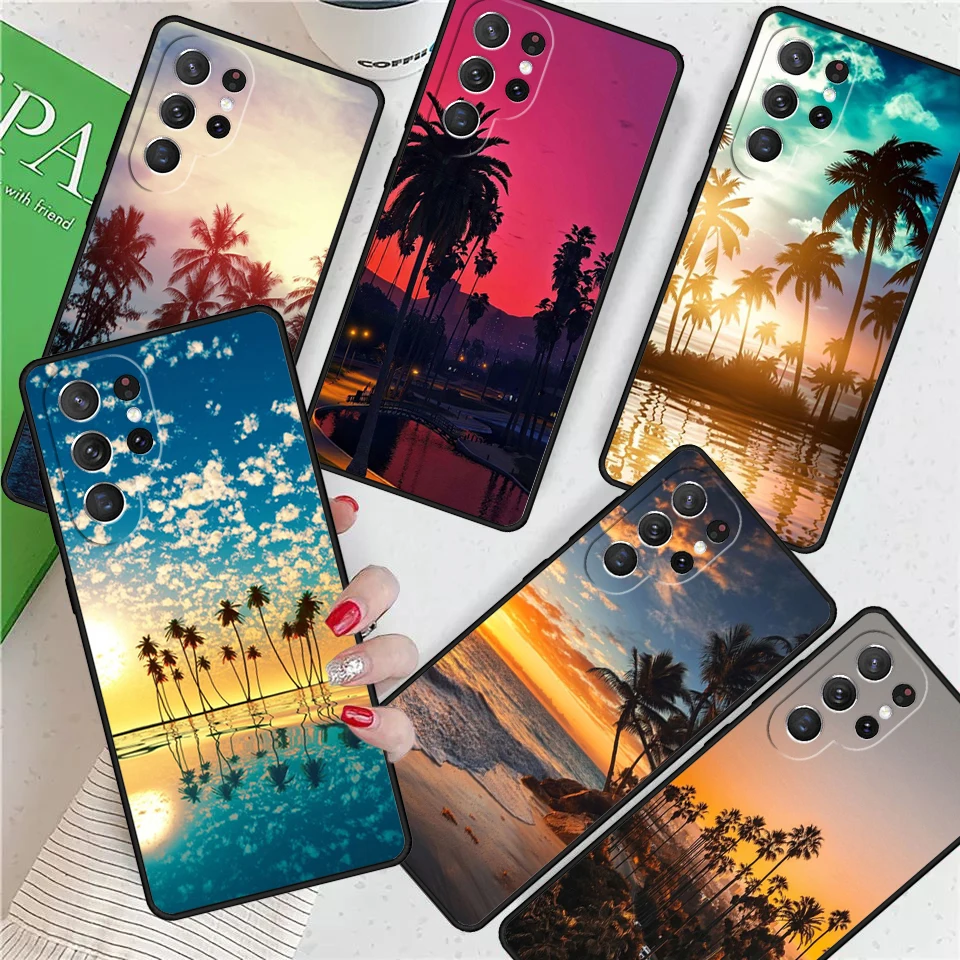 Summer Beach Sunset On Sea For Samsung Galaxy S24 Ultra S21 S22 S8 S9 S10 5G Note 10 20 Plus FE S23 Phone case Cover Coque