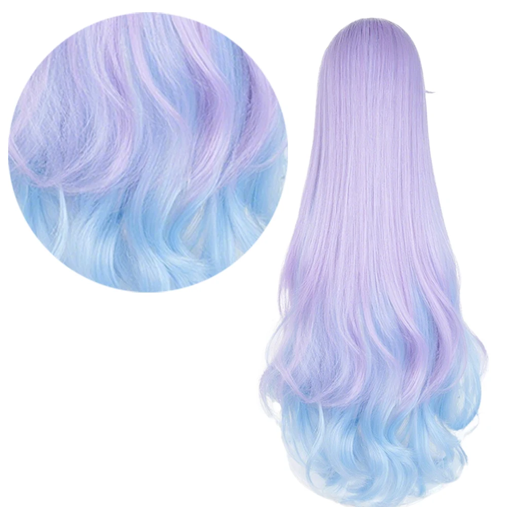 Jeu Cantarella Cosplay perruque fille violet bleu cheveux longs raides bouclés beau accessoire résistant à la chaleur synthétique Halloween perruque