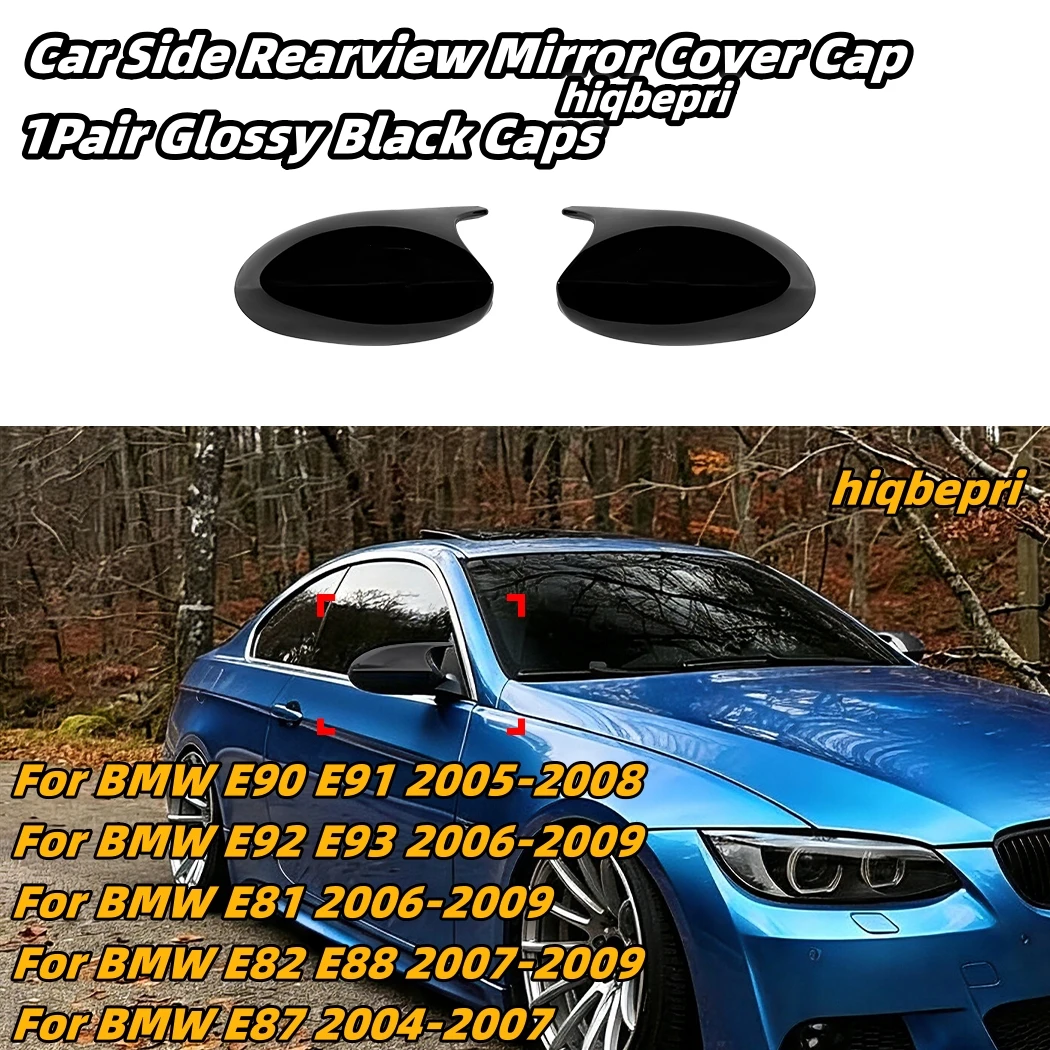 1 Paar M-Style Rückspiegelabdeckungen für BMW E90 E91 E92 E93 E81 E82 E87, glänzend schwarz, Seitenspiegelkappen