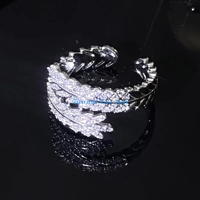 HX6F Stylish Open Cuff Bracelet Rings Set Featuring Micro Setting Craftsmanship