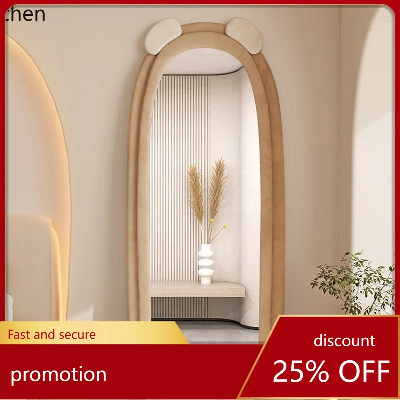 

HXL Cute Soft Bear Mirror Cream Style Full-Length Mirror Floor-standing HD Dressing Mirror