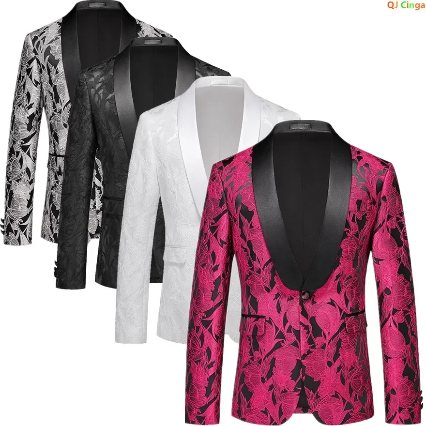 

Red Men's Suit Jacket, Jacquard Fabrics Blazers, White, Black, Gray Available Wedding Party Dress Coat, Asian Size M-6XL