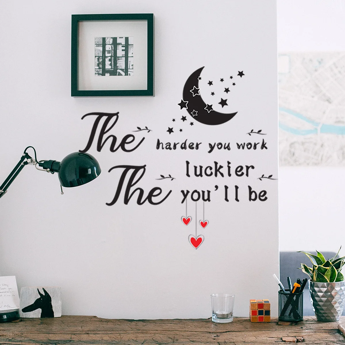 30*30cm Moon English Slogan Love Cartoon Wall Sticker Backwall Living Room Bedroom Study Restaurant Decorative  Wall Sticker