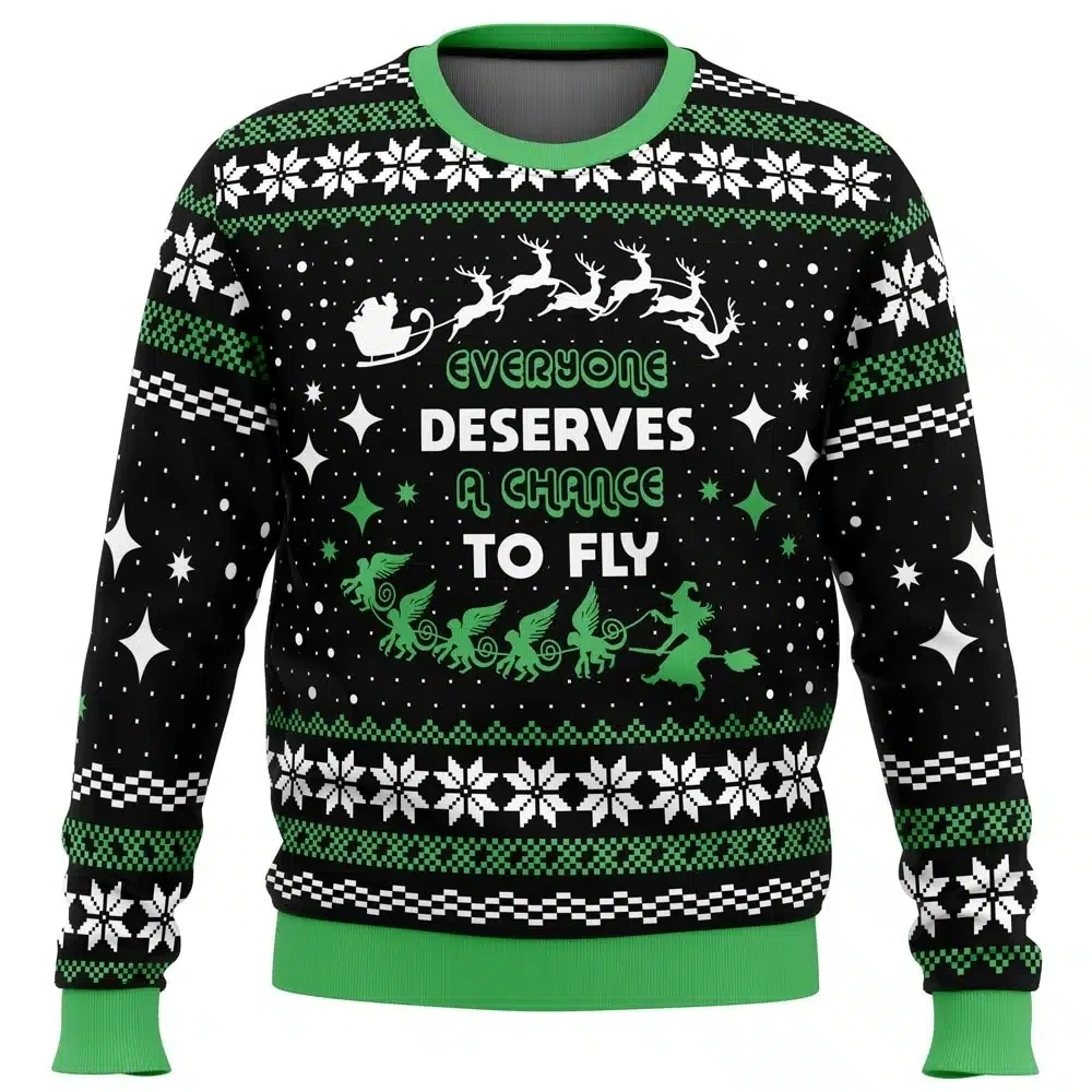 Everyone Deserves To Fly Wicked And Christmas Men's Crew Neck Ugly Sweatshrit Autumn Winter Home Casual Festive Gift Long Sleeve