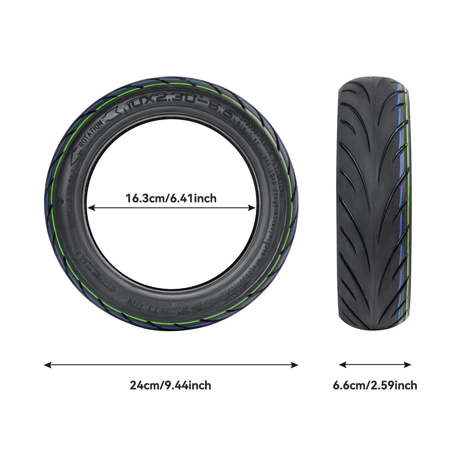 10*2.30-6.5 10inch Tubeless Tire Self-healing Tire Thickened Self repairing Outer Tyre for Electric Scooters Repair Parts