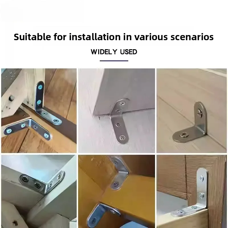 40mm Stainless Steel L-Shaped Right Angle Bracket - 90 Degree Furniture Corner Code Connector Home Office Hardware