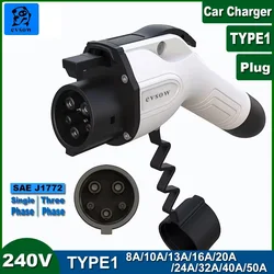 Evsow enchufe de cargador de coche tipo 1 EVSE hembra EV enchufe de cargador SAE J1772 convertidor 240V 16A/32A/40A/50A enchufe de cargador de vehículo eléctrico