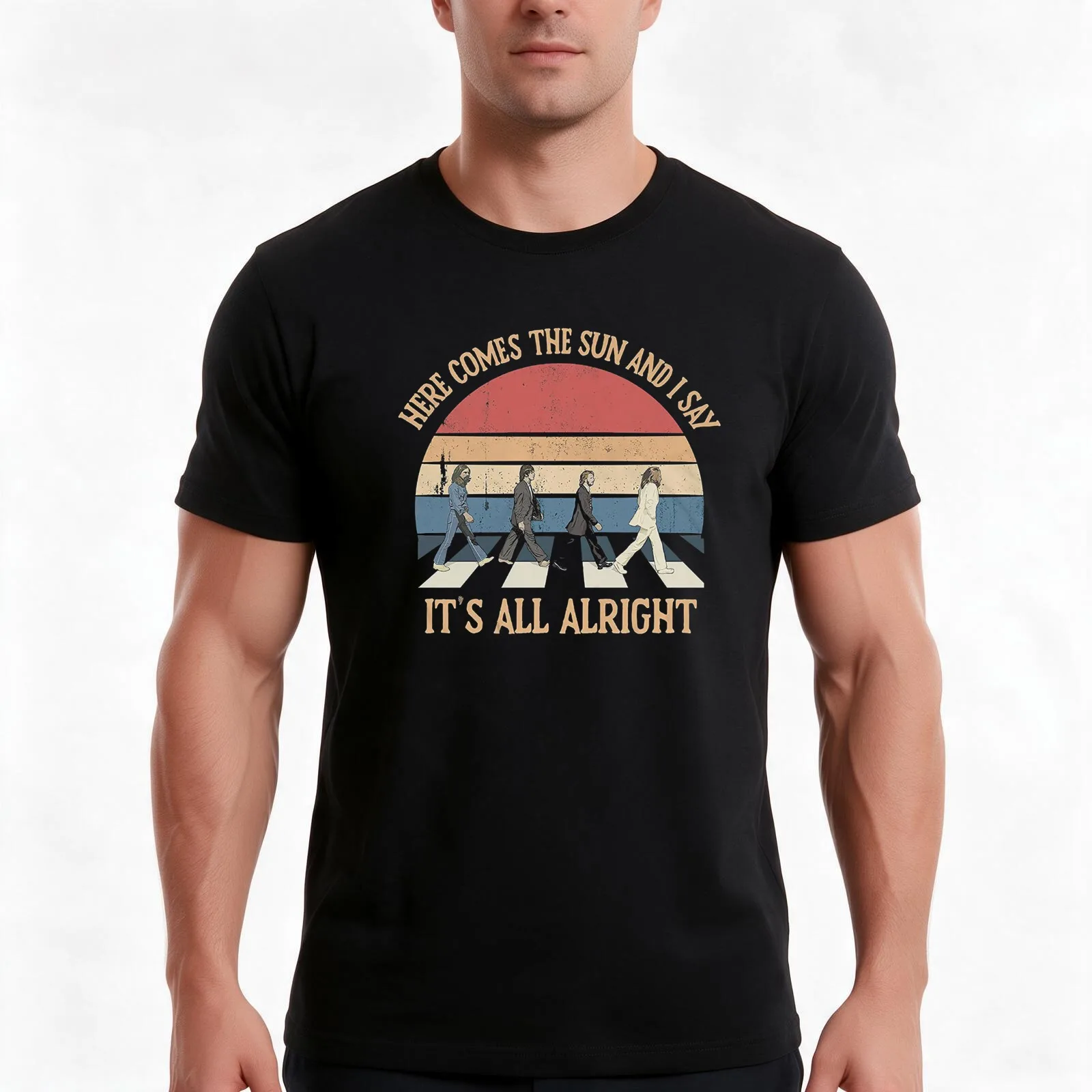 Here Come The Sun and I Say It's All Alright Vintage T-Shirt, Summer Casual Cotton Tee, Oversized Streetwear Tops, 100% Cotton