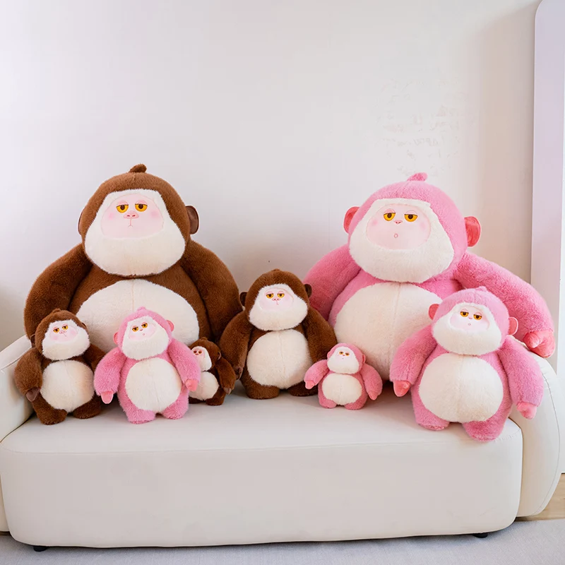 New Lifelike Brown Pink Orangutan King Kong Stuffed Animals Toys Soft Cartoon Monkey Plush Toys for Kids Funny Gifts