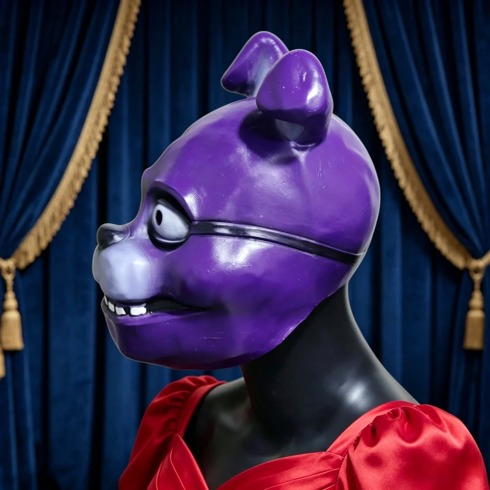 Bonnie Maske Five Nights at Freddy's Cosplay Latex-Maske Lila Bär Vollgesichtsmaske für Halloween-Party Karnevalskostüm Requisiten – Detail 4