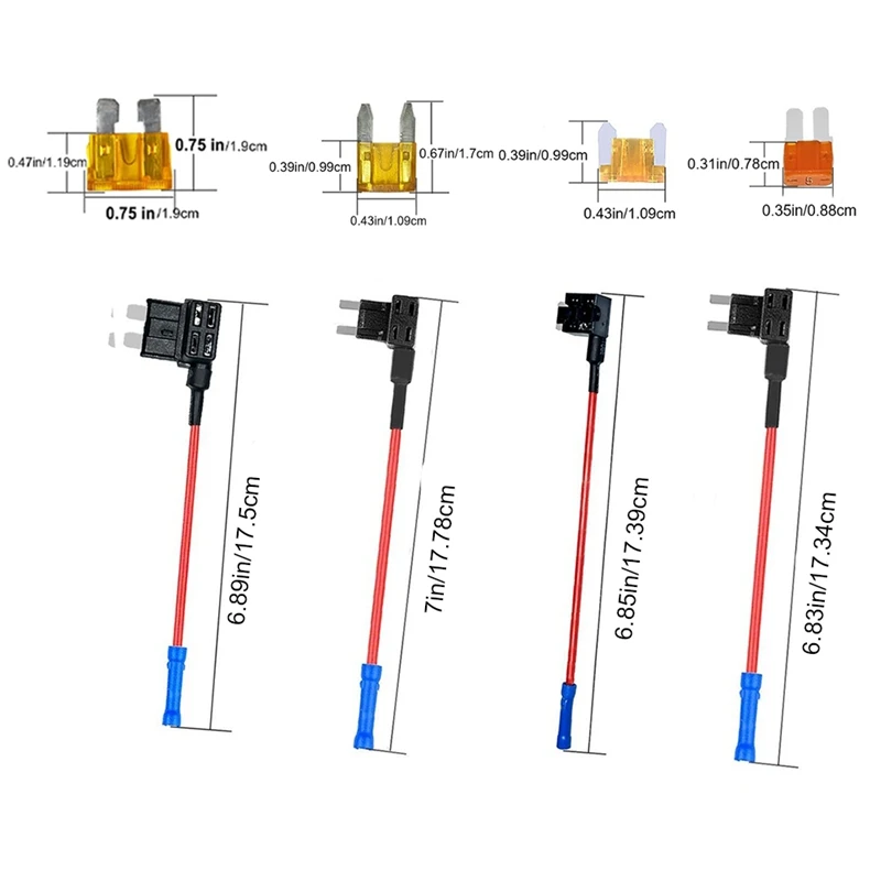 4 Types 12V Add-A-Circuit Adapter And Fuse Kit,Fuse Tap Fuse Holder With MICRO2 Mini ATC ATS Low Profile Tap Dapter