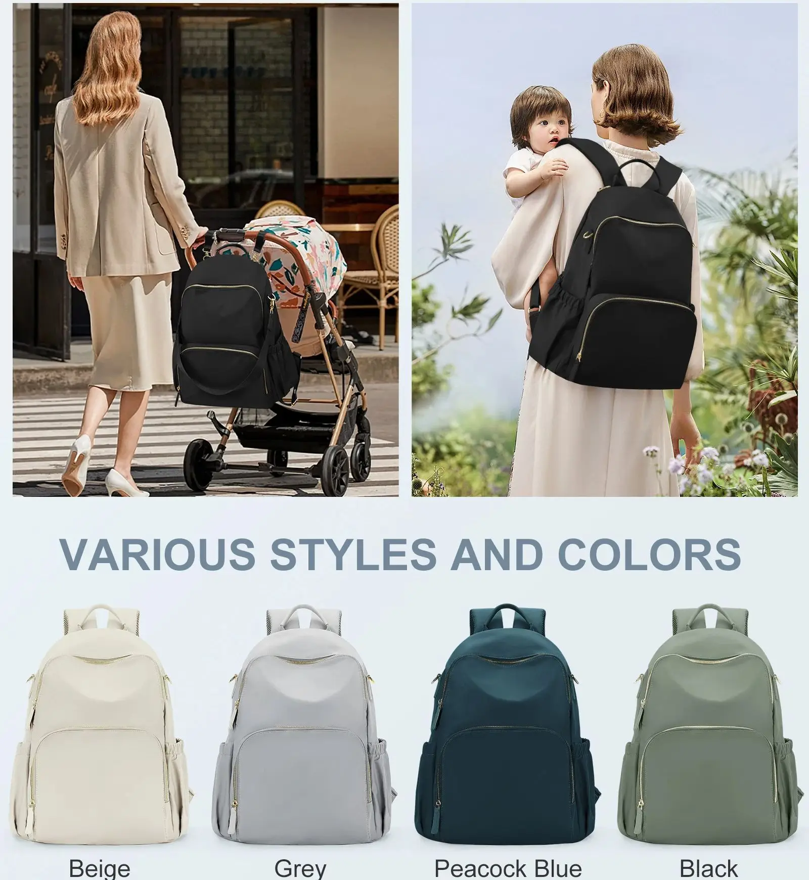 Baby Diaper Bag Backpack for Boys Girls, Multifunction Newborn Nappy Bag Bottle Insulation Bag Mom dad Diaper Bags with Straps