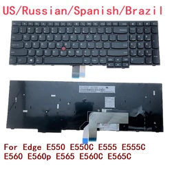 레노버 씽크패드 엣지 노트북 키보드, 미국 러시아어 스페인어, 브라질, E550, E550C, E555, E555C, E560, E560p, E565, E560C, E565C, 01AX880 용, 신제품