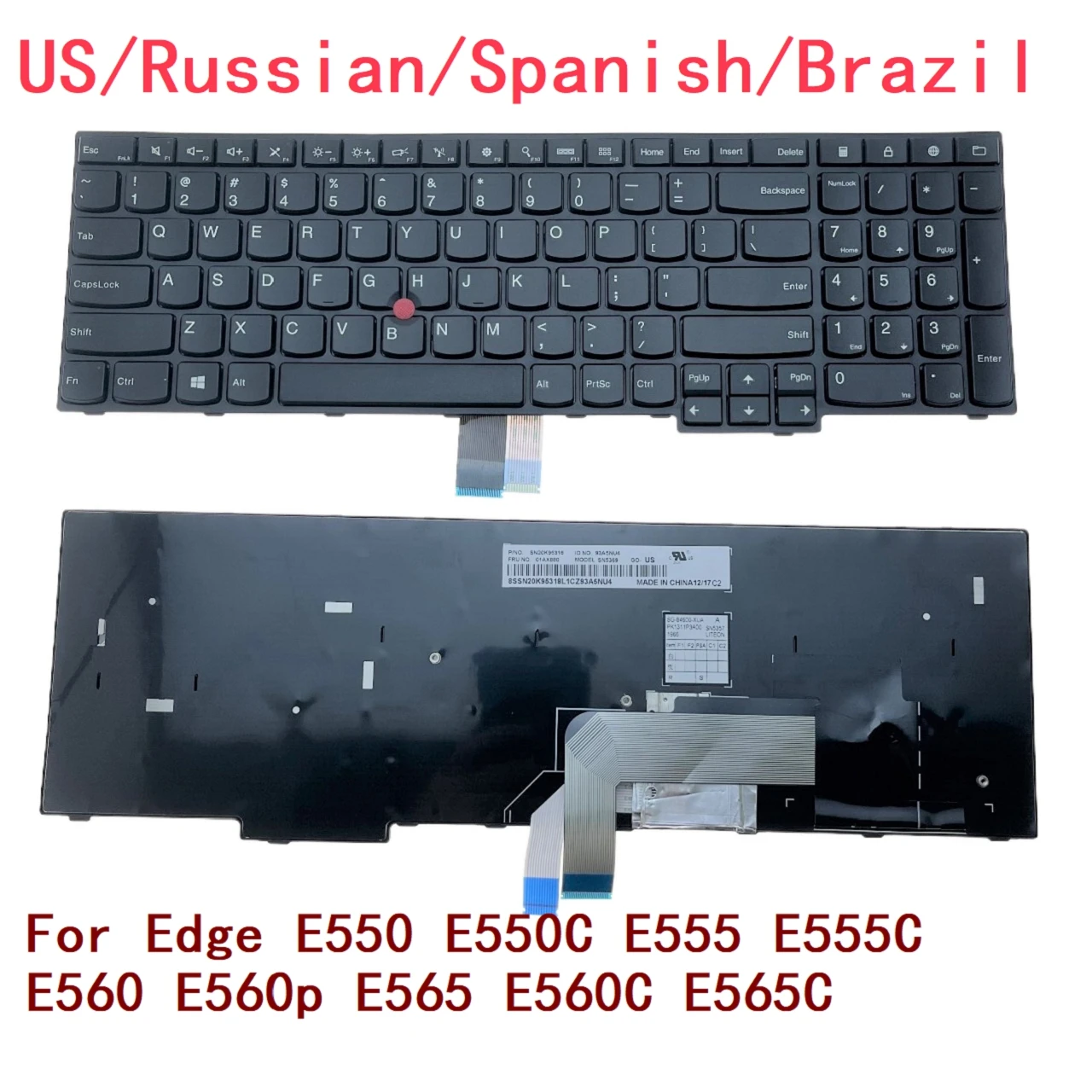 New US Russian Spanish Brazil Laptop Keyboard For Lenovo Thinkpad Edge E550 E550C E555 E555C E560 E560p E565 E560C E565C 01AX880