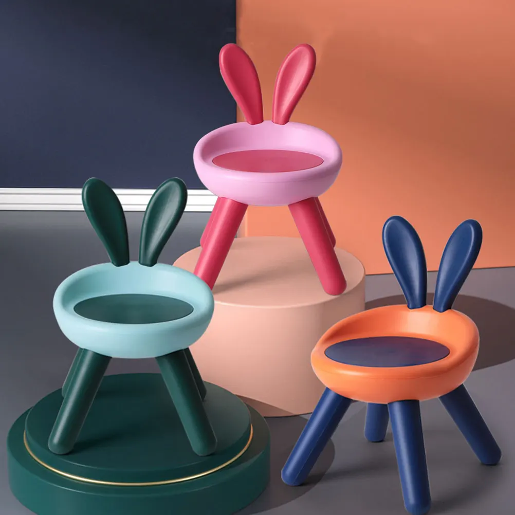 

1pcs Children Back Chair Ergonomic Rabbit Design Anti-Fall Stool Lightweight Plastic Kids Chair For Kindergarten