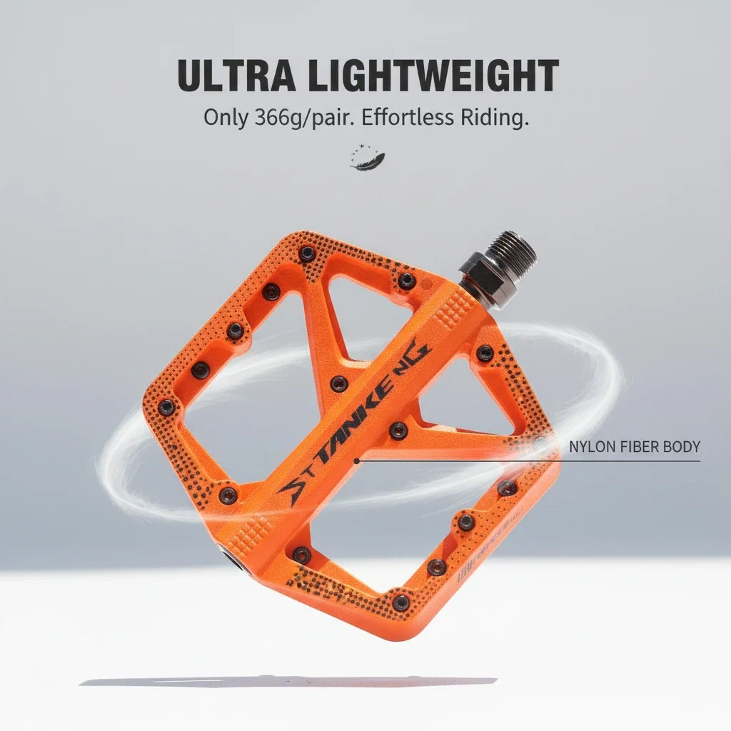 

TANKE DUBearing Nylon Fiber Bicycle Pedals forMountain/Road Bike-Large Pedal Surface Anti-slip Wear-resistant Lightweight Design