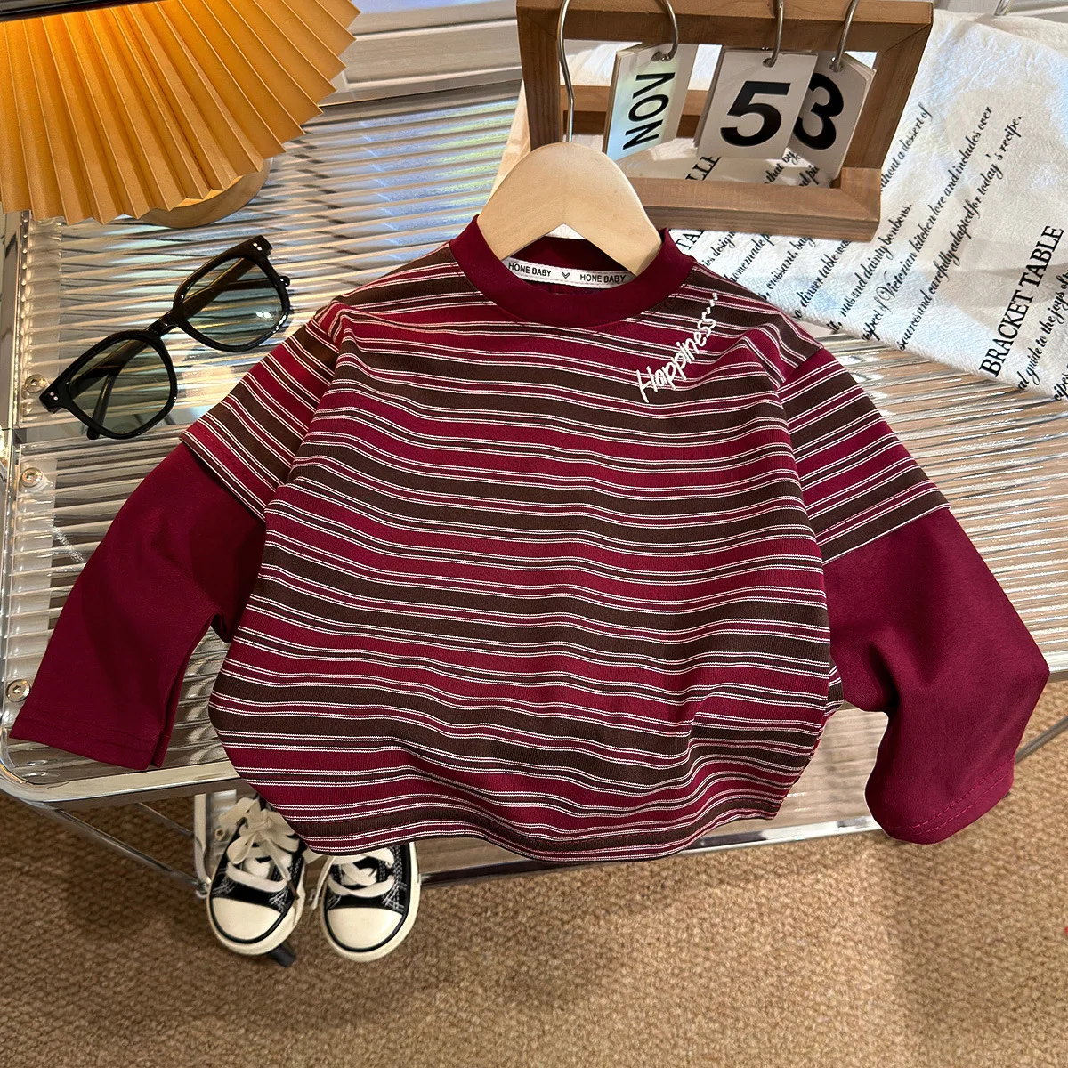 1-10Y Korean Style Kids Boys Striped Top Cotton Splicing Loose Basic Kids T-Shirt Autumn Soft Breathable Children Clothes