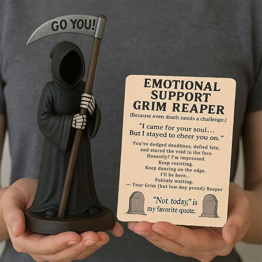 1-2PCS Death Statue Standing Sickle Reaper Resin Rrafts Statue Santa Muerte Figurine Grim Reaper Holding Scythe Halloween Decor