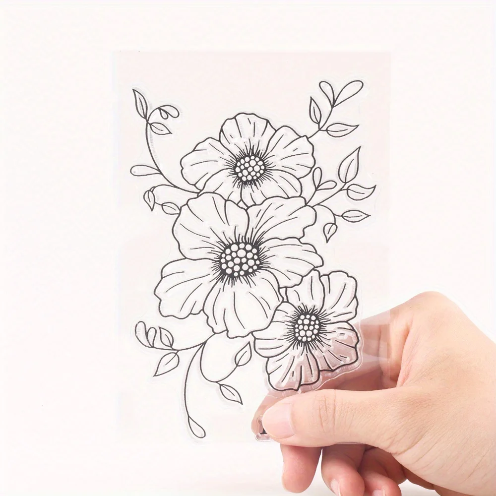 แสตมป์ใสผักบุ้งฝรั่งขนาด11*16ซม. วินเทจตรายาง DIY ใสสมุดภาพตกแต่งดอกไม้ขยะ journaling