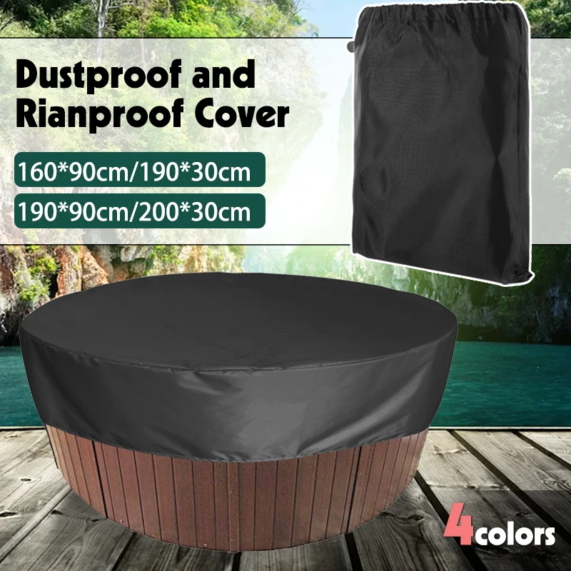 Round Bathtub Cover Outdoor Anti-UV Protector Spa Hot Tub Dust Waterproof Covers Anti-UV Material Waterproof Strong Durable