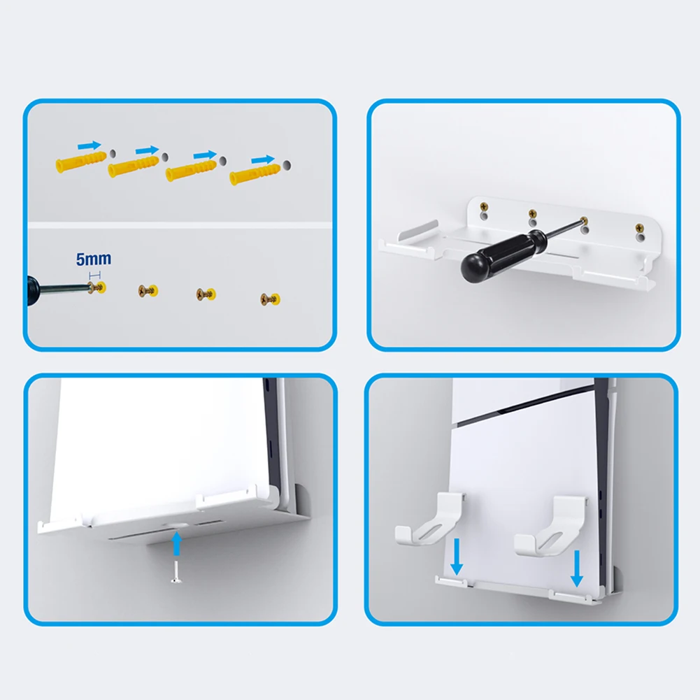 Soporte de pantalla de almacenamiento de pared para consola PS5 Slim, soporte de montaje en pared para PS5 Slim, edición Digital y Edición de Disco