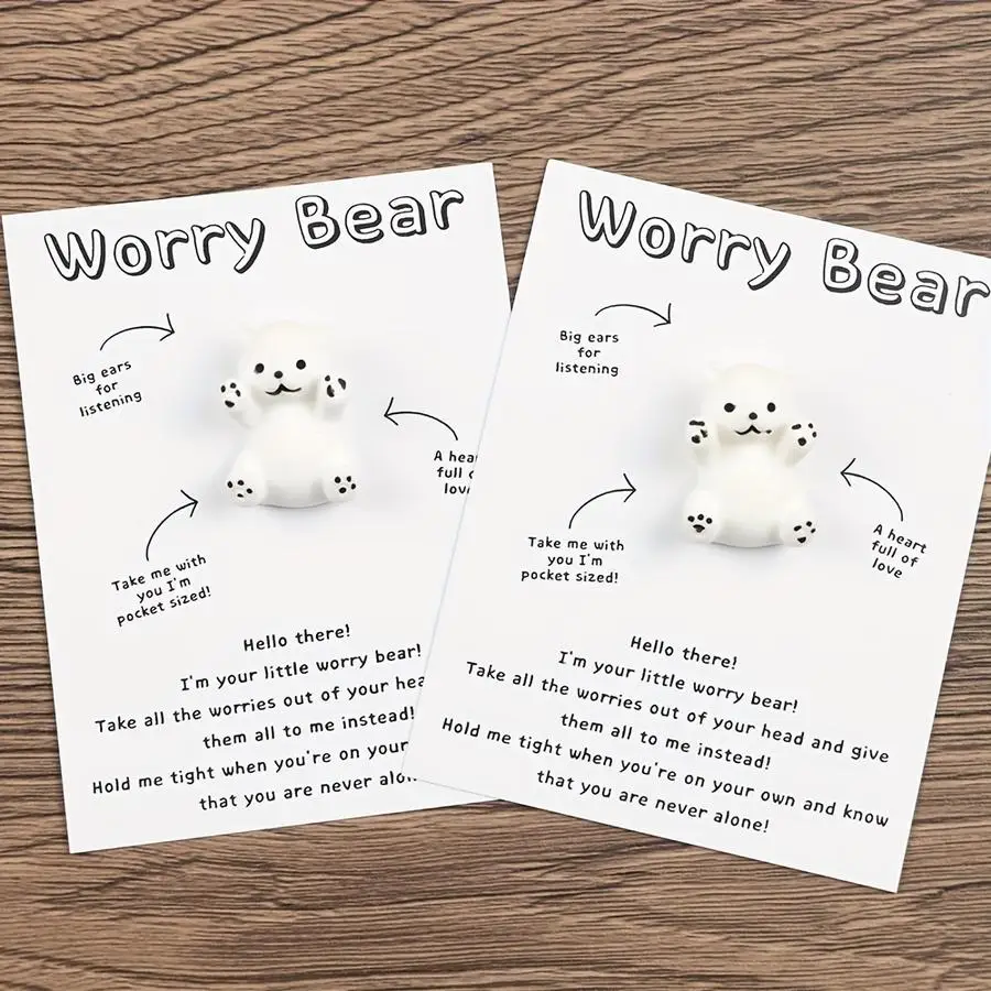 1/5/10/20/50/100pcs Mini Pocket-Sized Worry Bear Encouragement Cards - Fantasy Themed Closed Cards, Friendship & Holiday Greetin