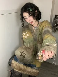 Deeptown-Cardigan Vintage Star Will pour Femme, Pull Rétro Respiré, Broderie, Harajuku, Y-Fairycore Aesthetic, Automne et Hiver