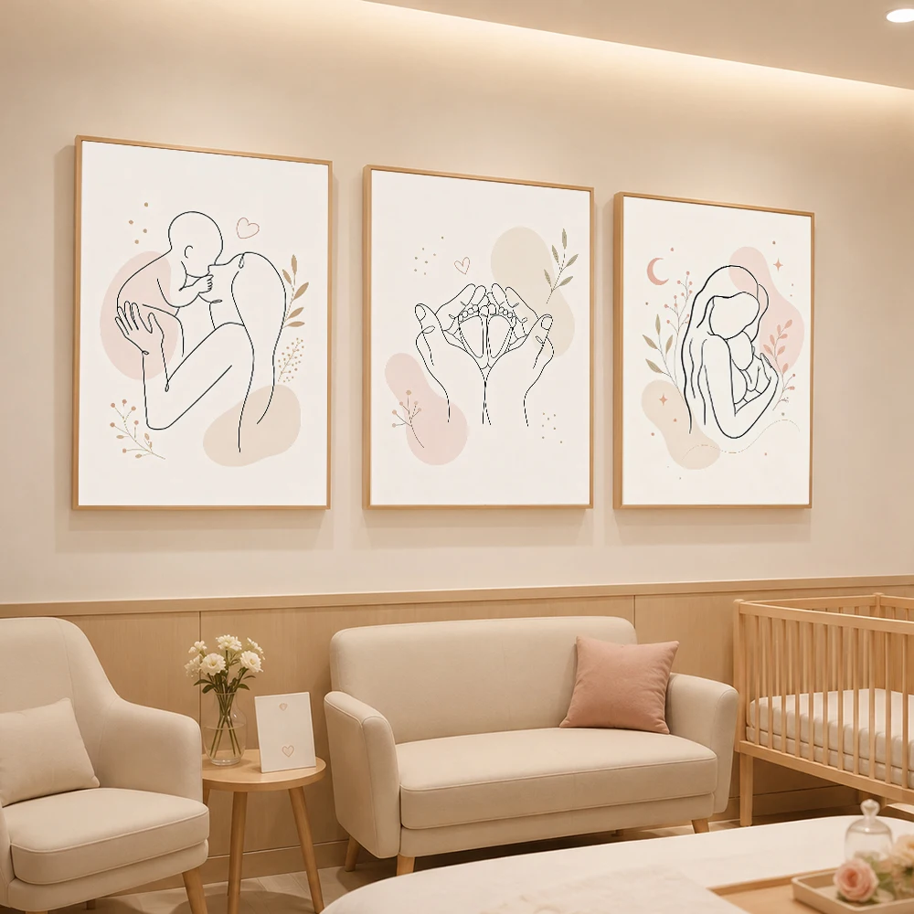 Abstract Pregnant Mother Baby Hanging Art Prints Nordic Poster Maternal and Child Canvas Painting Baby Room Wall Decor