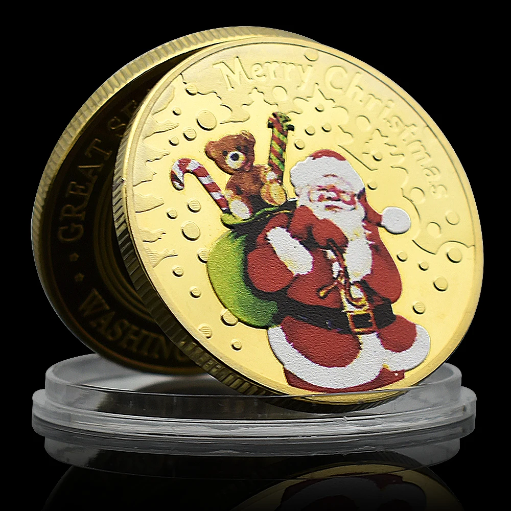 2024 Merry Christmas Santa Commemorative Coin Metal Challenge Coin Medal Collectibles New Year Gift
