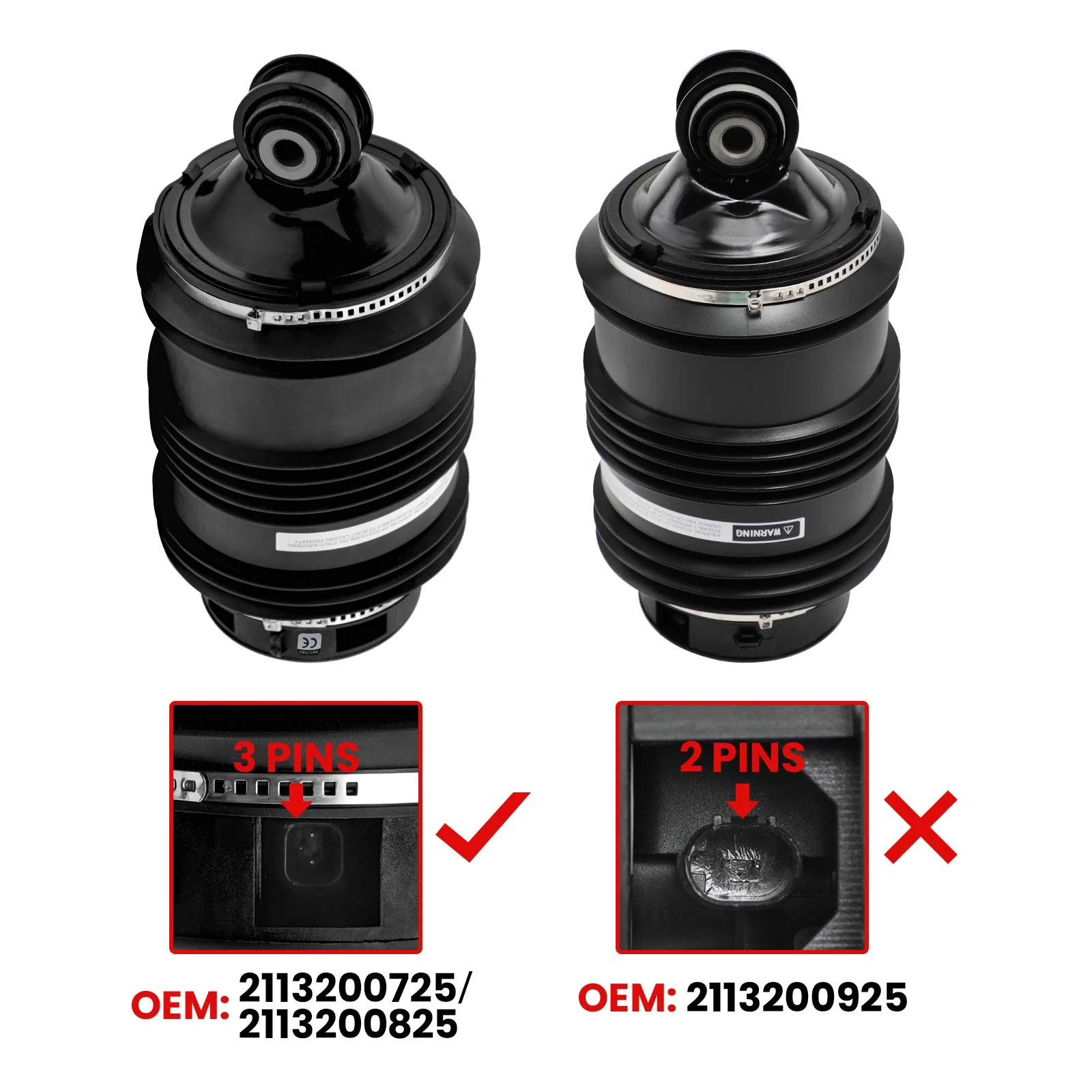2X 3Pin Rear Left and Right Air Spring Bag for Mercedes Benz E320 E350 E500 E550 CLS-Class C219 CLS500