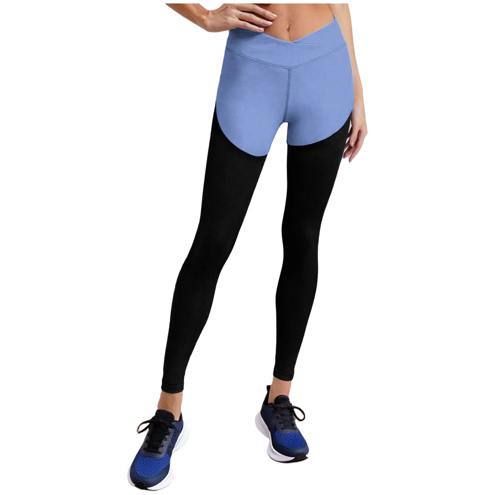 

Women High Waist Cargo Leggings Pencil Pants Color Block Stretchy Yoga Pilates Gym Workout Pants with Flap Pockets Sport Pants