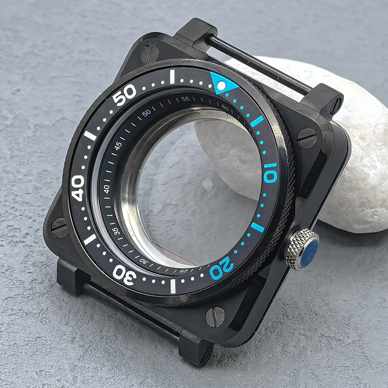NH35 Case Black SKX007 Square Watch Case Fits NH35 NH36 7S26 4R Japan Movement 28.5mm Dial SKX007 Pilots Cockpit Customized Case