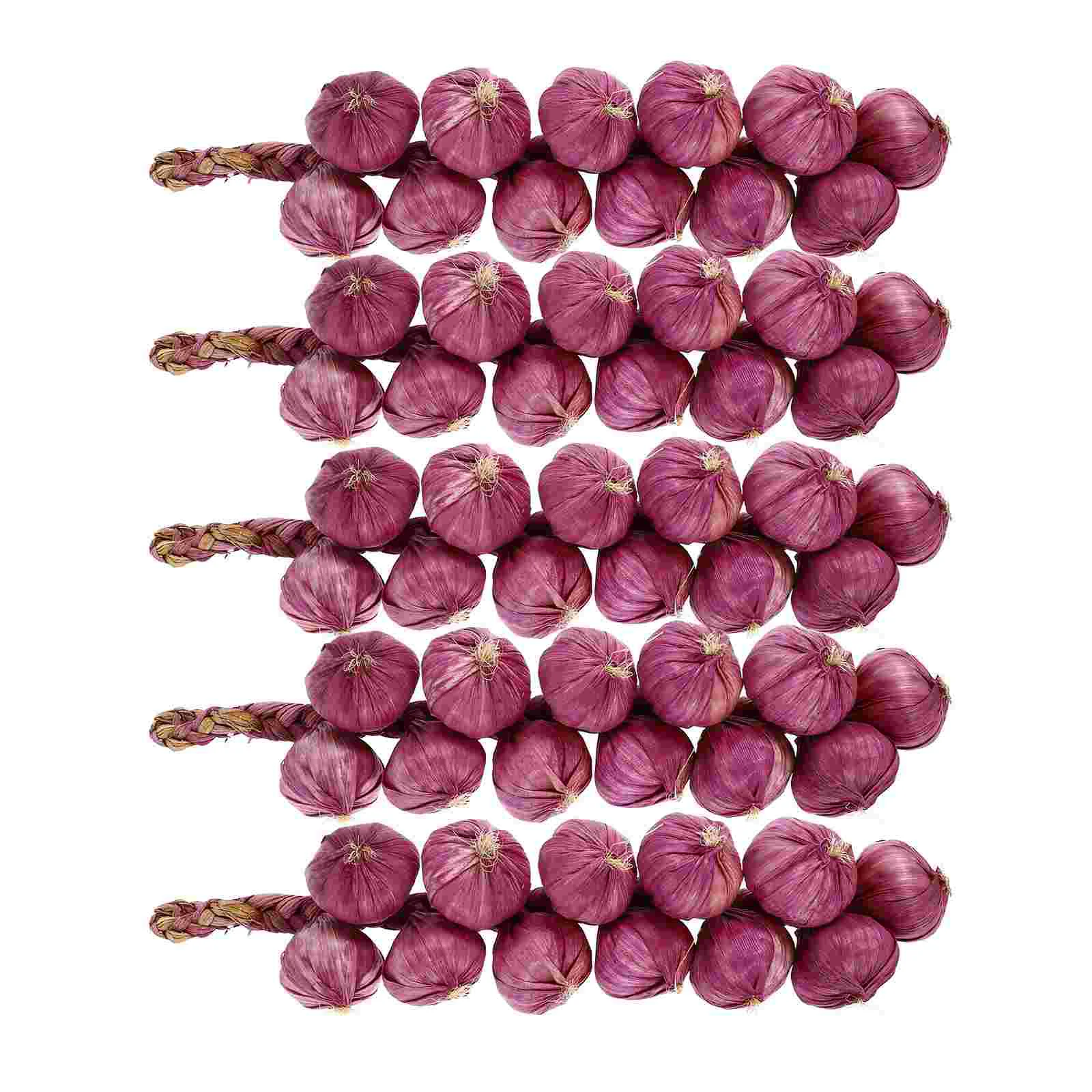 

5 Pcs Fake Garlic Garnish Simulation Decor Photography Props Hanging String Vegetable Skewer Purple Realistic