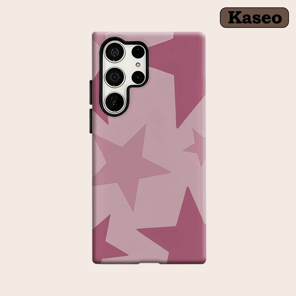 Kaseo Phone Case for Samsung Galaxy S26 S25 Ultra S24 S23 Ultra Plus Shockproof Double Layer Pink Toned Star Cover