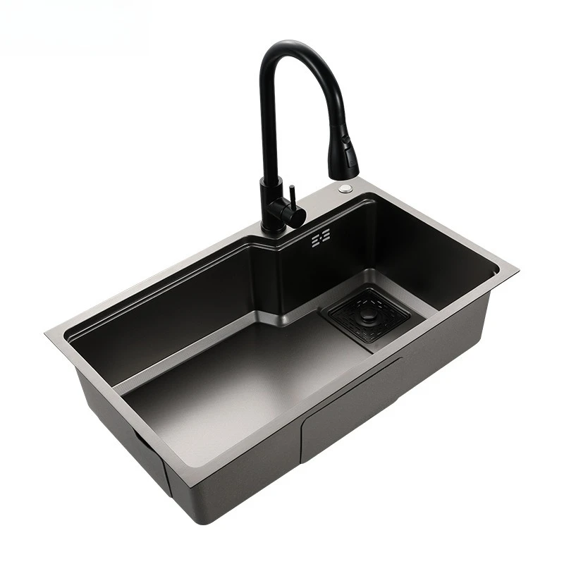 

Stainless steel nano hand-drawn sink, central drainage dishwasher
