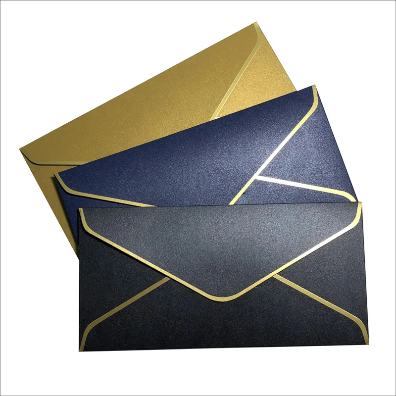 

(10 Pieces/Lot) 22x11cm Gilded Pearlescent Kraft Paper Invitation Envelopes