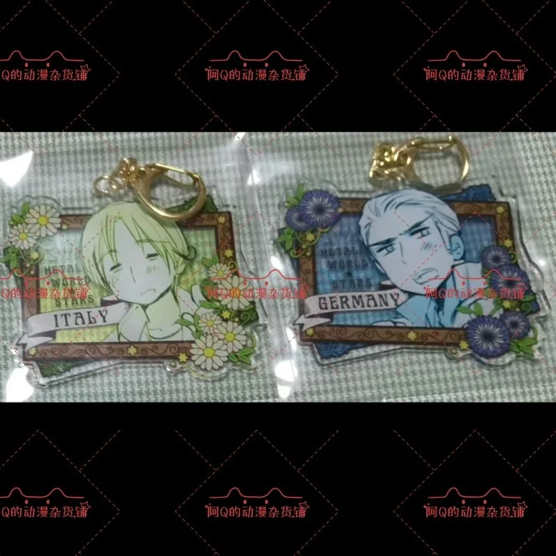 LLavero de Anime para mujer Hetalia: llavero de Axis Powers, llavero de flor nacional para hombre, llavero acrílico de Italia y Alemania, Feliciano Ludwig