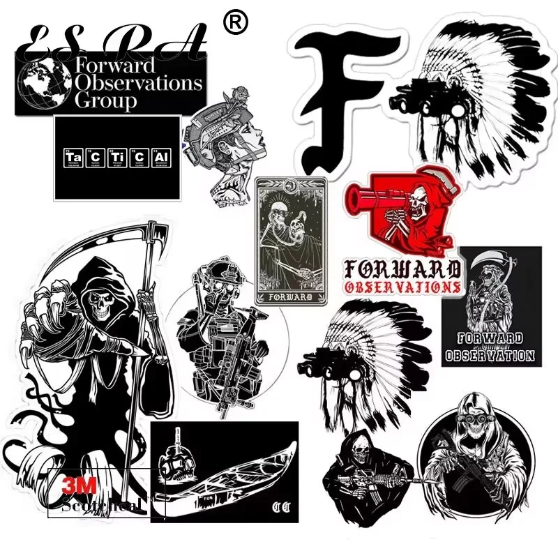 14Pcs Tactical Military Skull Stickers Grim Reaper Mixed Designs Waterproof Vinyl Decals for Motorcycle Helmet Car Laptop Gear