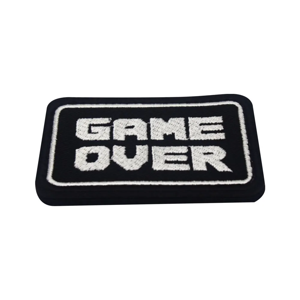 Game Over  Button Turn On Off Player Video Games Embroidered Patch Supervisor 1% 100% Battery No Eacape Let\'s Go Cassette Badge